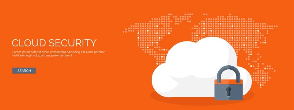 Vector illustration. Flat cloud computing background. Data storage network Stock Illustration