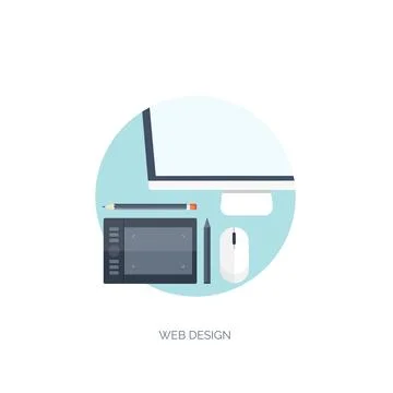 Vector illustration. Flat computing background. Programming, coding. Web Stock Illustration