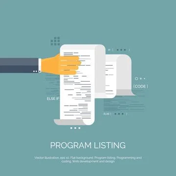 Vector illustration. Flat computing background. Programming,coding. Web Stock Illustration