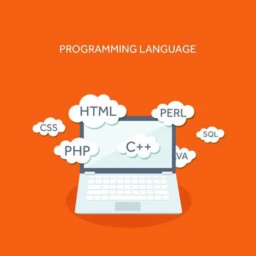 Vector illustration. Flat computing background. Programming coding. Web Stock Illustration