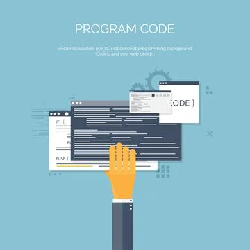 Vector illustration. Flat computing background. Programming,coding. Web Stock Illustration