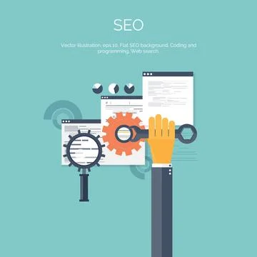 Vector illustration. Flat computing background. Programming,coding. Web Illustrazione stock