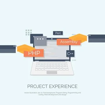 Vector illustration. Flat computing background. Programming,coding. Web Stock Illustration