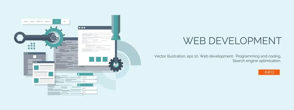 Vector illustration. Flat computing background. Programming coding. Web Stock Illustration