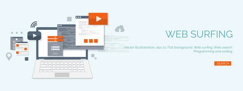 Vector illustration. Flat computing background. Programming coding. Web Illustrazione stock