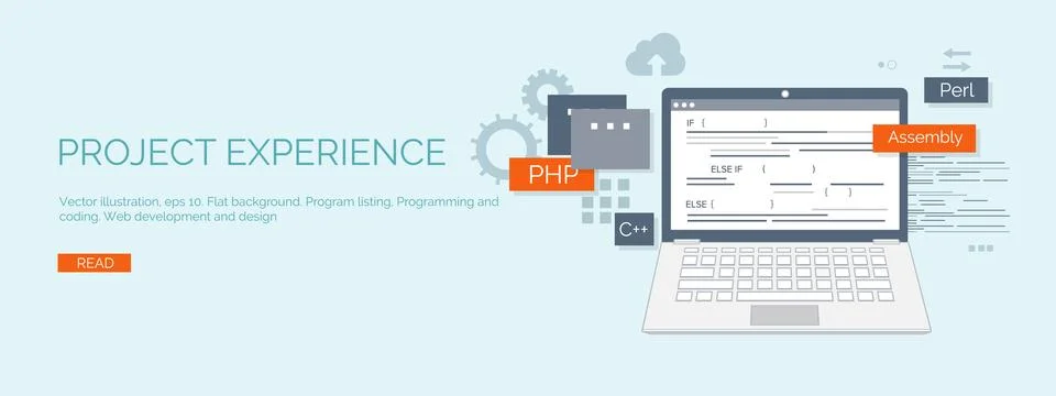Vector illustration. Flat computing background. Programming coding. Web Stock Illustration