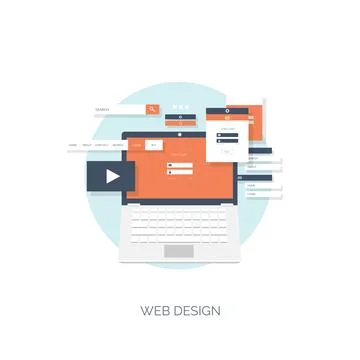 Vector illustration. Flat computing background. Programming,coding. Web Stock Illustration