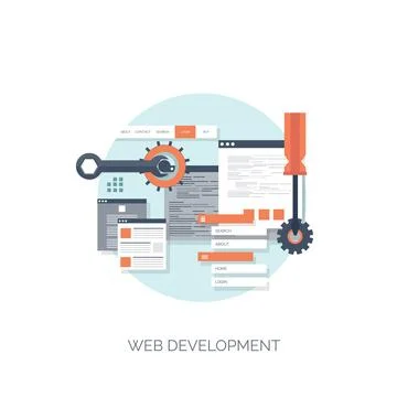 Vector illustration. Flat computing background. Programming,coding. Web Stock Illustration