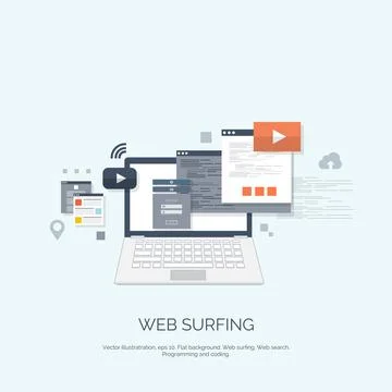 Vector illustration. Flat computing background. Programming,coding. Web Stock Illustration