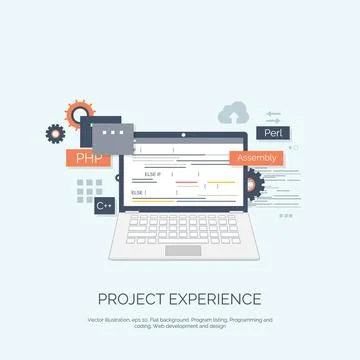 Vector illustration. Flat computing background. Programming,coding. Web Stock Illustration