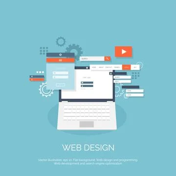 Vector illustration. Flat computing background. Programming,coding. Web Stock Illustration