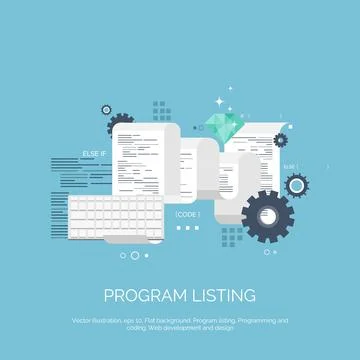 Vector illustration. Flat computing background. Programming,coding. Web Stock Illustration