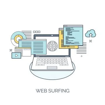 Vector illustration. Flat computing background. Programming,coding. Web Stock Illustration