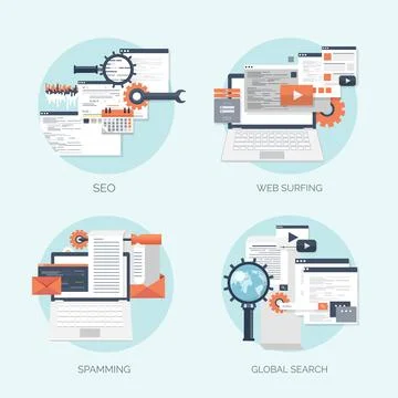 Vector illustration. Flat computing background. Programming,coding. Web Stock Illustration