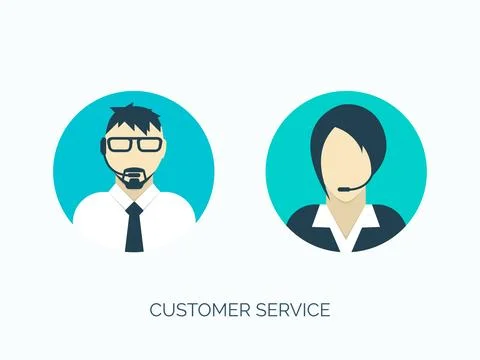 Vector illustration. Flat customer service avatars. Communication, online Stock Illustration