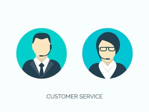 Vector illustration. Flat customer service avatars. Communication, online イラスト素材