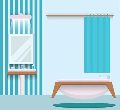 Vector illustration. Flat design. Bathroom with furniture. Bathroom interior. Stock Illustration