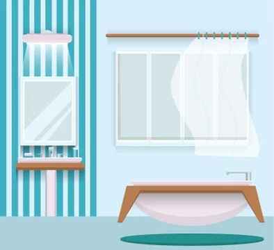 Vector illustration. Flat design. Bathroom with furniture. Bathroom interior. Stock Illustration