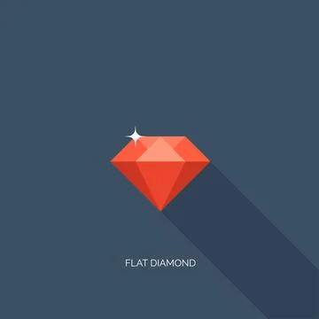 Vector illustration. Flat diamond with shadow. Crystal. 스톡 일러스트