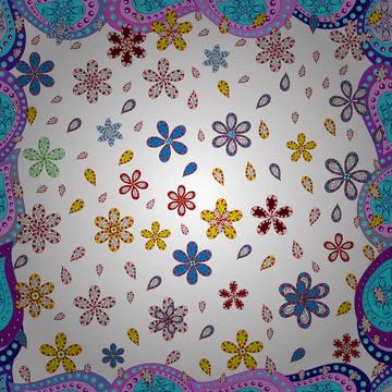 Vector illustration. Flat Flower Elements Design. Seamless Chichi fabric pattern イラスト素材