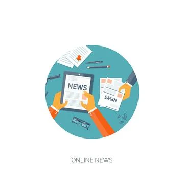 Vector illustration. Flat header. Online news. Newsletter information. Business 스톡 일러스트