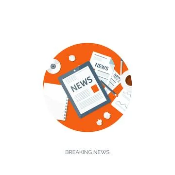 Vector illustration. Flat header. Online news. Newsletter information. Business 스톡 일러스트