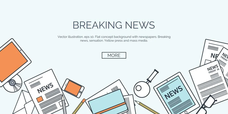 Vector illustration. Flat header. Online news. Newsletter information. Business Stock Illustration