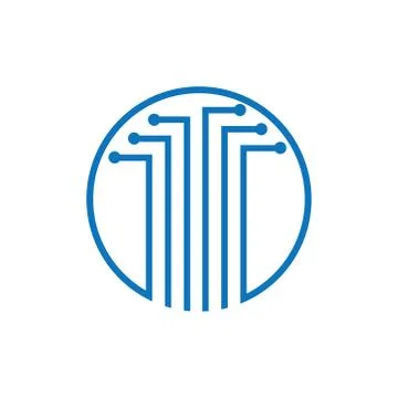 Vector illustration of flat icon cable and circle technology Stock Illustration