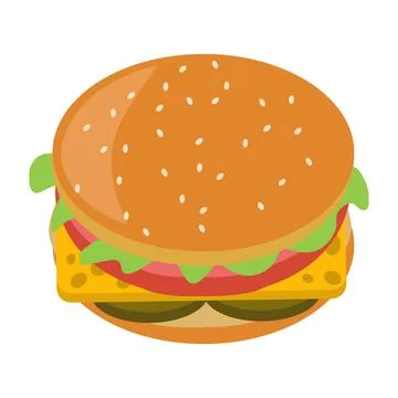 Vector illustration flat icon delicious hamburger Stock Illustration