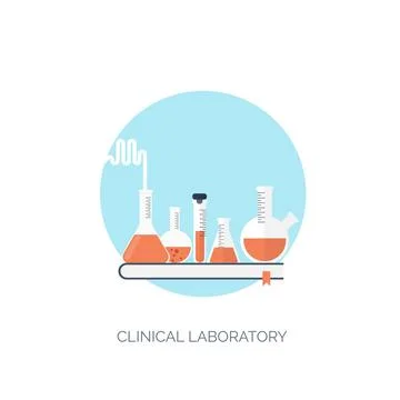 Vector illustration. Flat medical and chemical background. Research experiment Ilustración de archivo