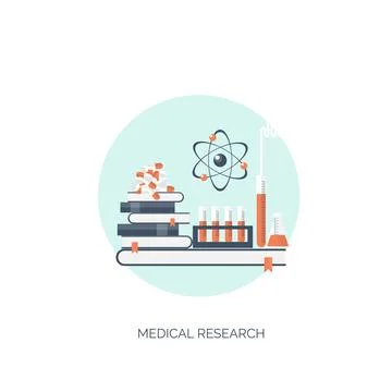 Vector illustration. Flat medical and chemical background. Research experiment Stockillustratie