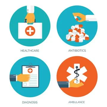 Vector illustration. Flat medical background. First aid,diagnostic. Medical イラスト素材