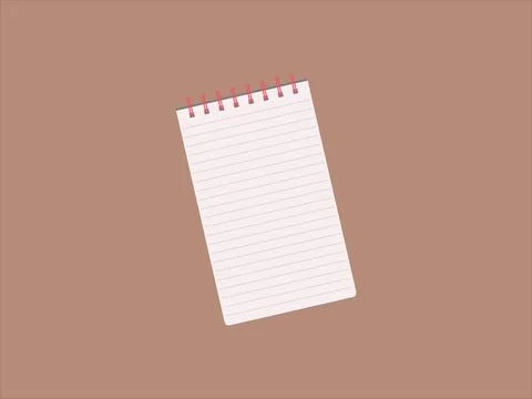 Vector illustration of flat opened lined notebook template with blank pages r Stock Illustration