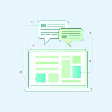 Vector illustration in flat outline style. Graphic design concept of laptop and 스톡 일러스트