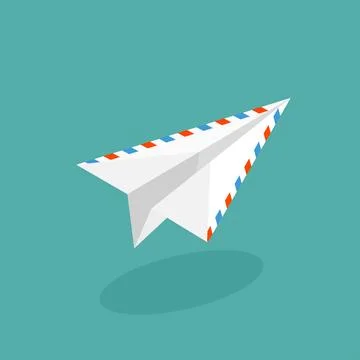 Vector illustration with flat paper plane. Launch. Project startup. Stock Illustration