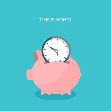 Vector illustration. Flat saving money concept background. Piggy bank and coins. Stock Illustration