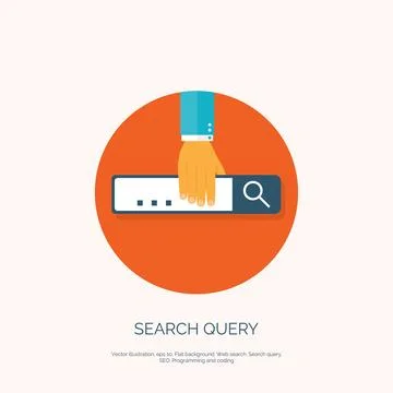 Vector illustration. Flat serach background. SEO. Internet, computing. Illustrazione stock