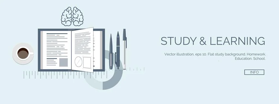 Vector illustration. Flat study backgrounds set. Education,online courses, web Stock Illustration