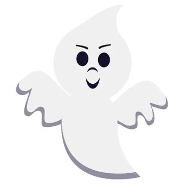 Vector illustration of flat style cartoon ghost isolated on white background, Stock Illustration