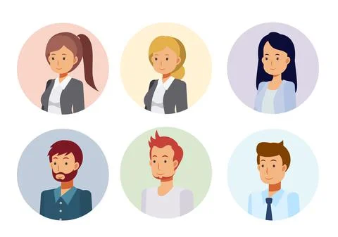 Vector illustration of flat style cartoon character people avatars. Stock Illustration
