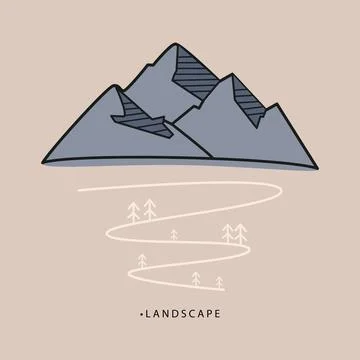 Vector illustration. Flat style. The concept of nature and travel. The pict.. イラスト素材