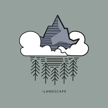 Vector illustration. Flat style. The concept of nature and travel. The pict.. イラスト素材