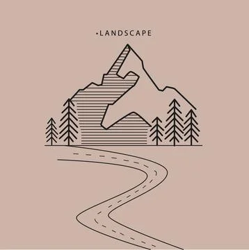 Vector illustration. Flat style. The concept of nature and travel. The pict.. イラスト素材