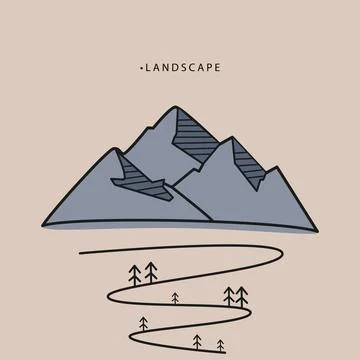 Vector illustration. Flat style. The concept of nature and travel. The pict.. イラスト素材