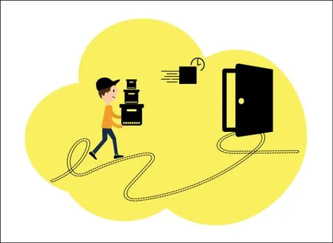 Vector illustration, a flat style. Internet shops, delivery to the door Stock Illustration