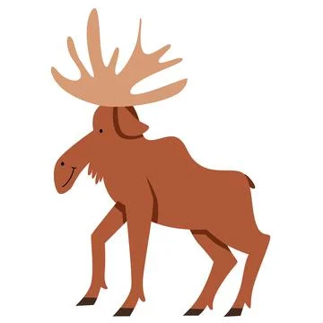 Vector illustration of a flat style moose Illustrazione stock