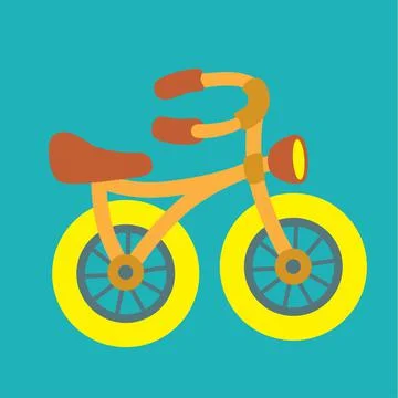 Vector illustration in flat style. Orange children bicycle with yellow wheels Stock Illustration