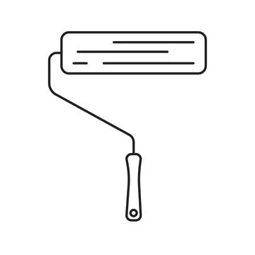 Vector illustration in flat style. Paint roller icon, outline in doodle style Stock Illustration