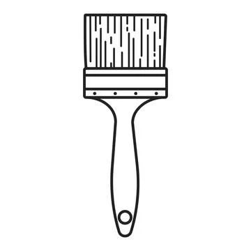 Vector illustration in flat style. Paint brush icon, outline in doodle style Stock Illustration