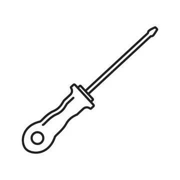 Vector illustration in flat style. Screwdriver icon, outline in doodle style. Stock Illustration